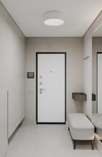 Интерьер прихожей с зеркалом на двери  смотреть на Basicdecor
