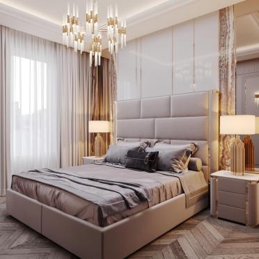 Интерьер спальни cветильниками над кроватью  смотреть на Basicdecor