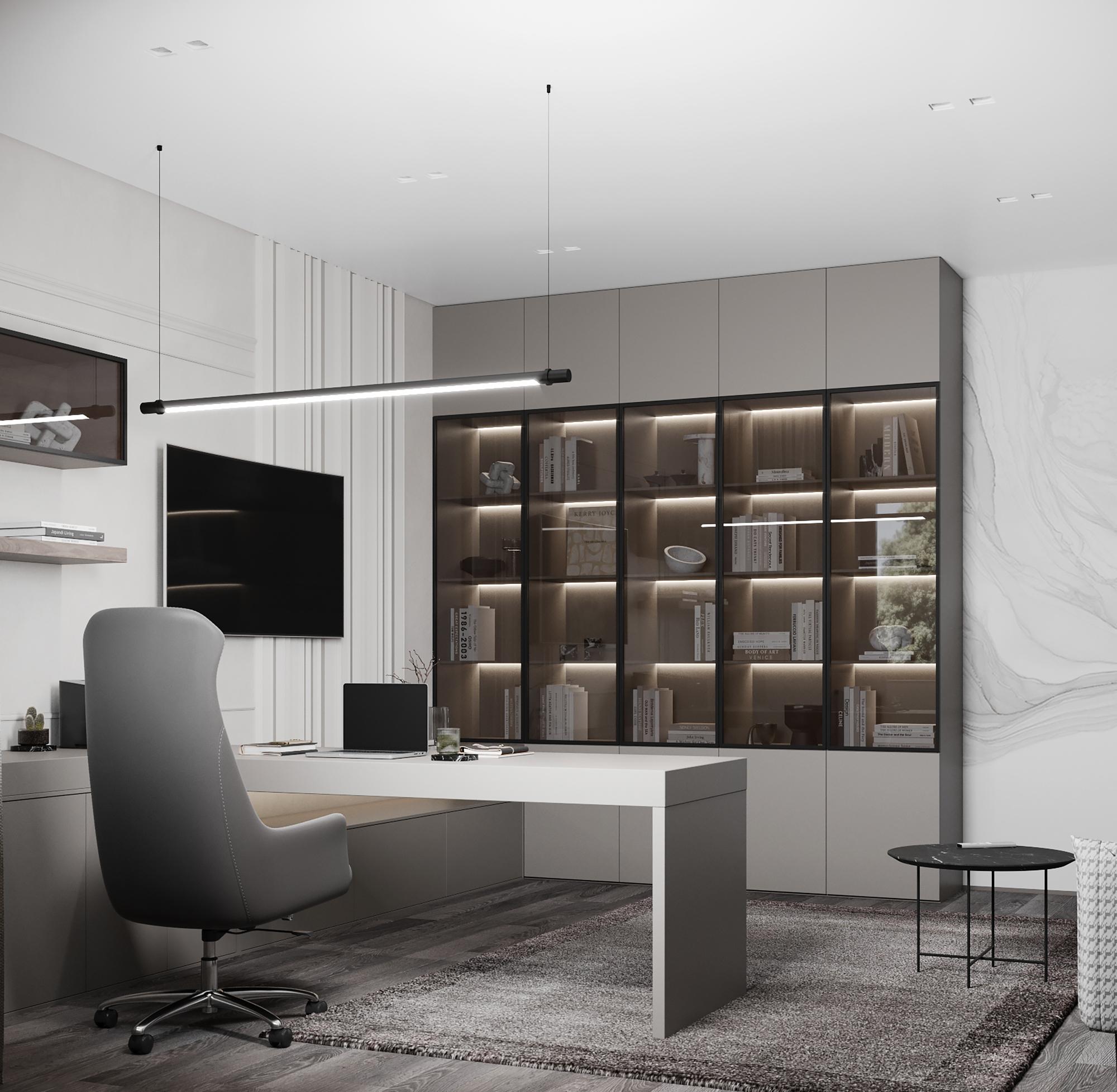 Интерьер кабинета, проект «ЛЕСНАЯ РИВЬЕРА» Интерьер кабинета смотреть на Basicdecor