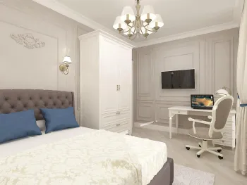 Интерьер спальни c рабочим местом  смотреть на Basicdecor