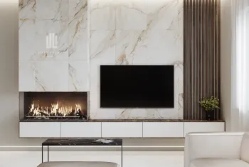 Интерьер гостиной с телевизором на стене  смотреть на Basicdecor