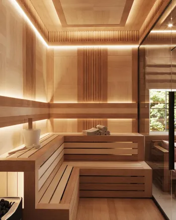 Интерьер ванной cауной  смотреть на Basicdecor