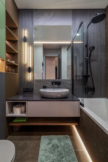 Интерьер ванной c подсветкой  смотреть на Basicdecor