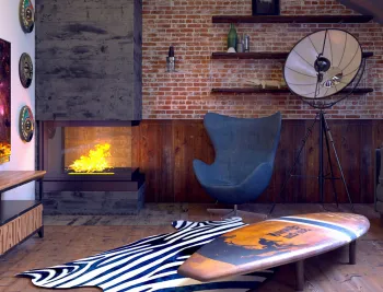 Интерьер гостиной в стиле лофт смотреть на Basicdecor