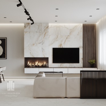 Интерьер гостиной с картинами над камином в современном стиле смотреть на Basicdecor