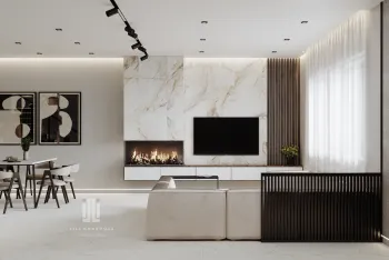 Интерьер гостиной с картинами над камином в современном стиле смотреть на Basicdecor