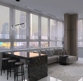 Интерьер гостиной с жалюзи  смотреть на Basicdecor