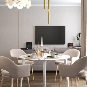 Интерьер кухни cветильниками над столом  смотреть на Basicdecor