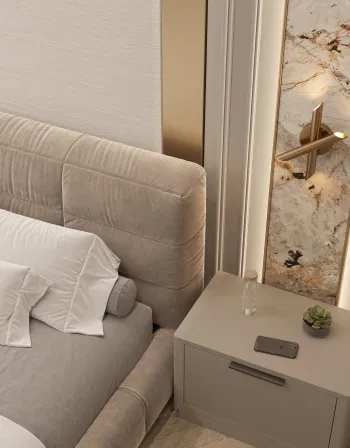 Интерьер спальни cветильниками над кроватью  смотреть на Basicdecor