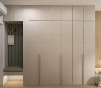 Интерьер с шкафами вокруг двери  смотреть на Basicdecor