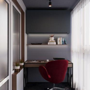 Интерьер с балконом, с рабочим местом угловым и с антресолью  смотреть на Basicdecor