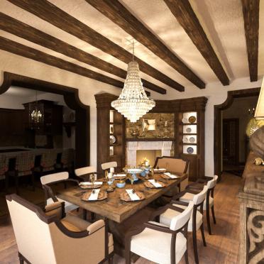 Интерьер столовой с в деревянном доме  смотреть на Basicdecor