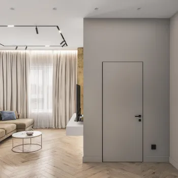 Интерьер с проходной и зеркалом на двери  смотреть на Basicdecor