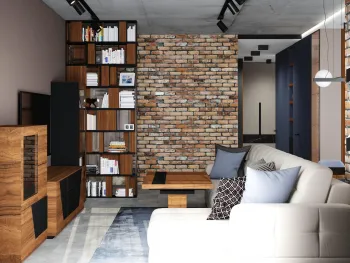 Интерьер гостиной в стиле лофт смотреть на Basicdecor