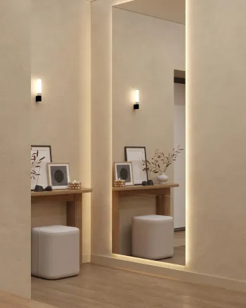 Интерьер прихожей с нишей с подсветкой  смотреть на Basicdecor