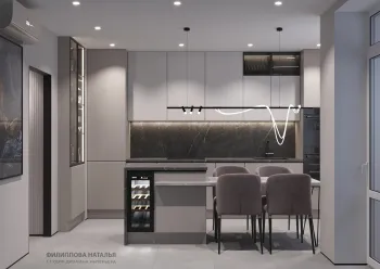 Интерьер кухни c подсветкой в современном стиле смотреть на Basicdecor