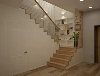 Интерьер с лестницей в современном стиле смотреть на Basicdecor