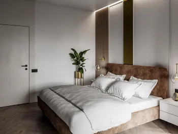 Интерьер спальни cветильниками над кроватью  смотреть на Basicdecor
