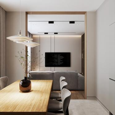 Интерьер столовой cветильниками над столом  смотреть на Basicdecor
