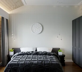 Интерьер спальни cветильниками над кроватью  смотреть на Basicdecor