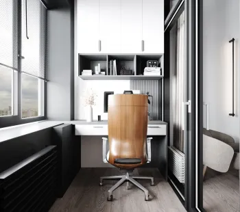 Интерьер кабинета c рабочим местом в современном стиле смотреть на Basicdecor