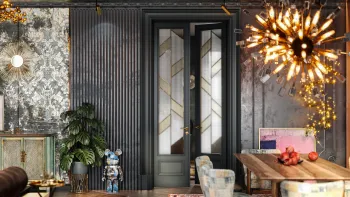 Интерьер прихожей с зеркалом на двери  смотреть на Basicdecor