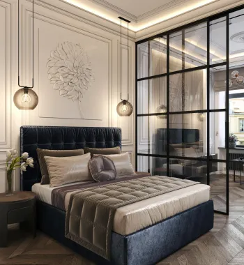 Интерьер спальни cветильниками над кроватью  смотреть на Basicdecor