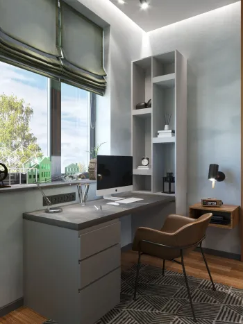 Интерьер кабинета c рабочим местом в современном стиле смотреть на Basicdecor