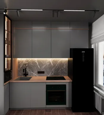 Интерьер кухни c подсветкой  смотреть на Basicdecor