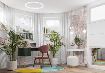 Интерьер c рабочим местом в современном стиле смотреть на Basicdecor