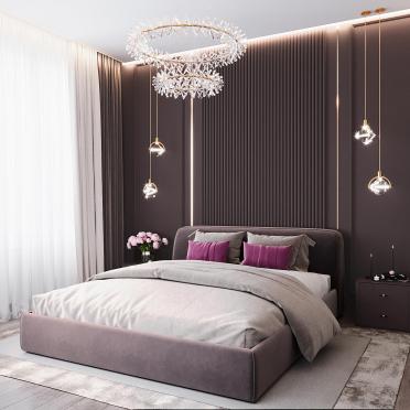 Интерьер спальни cветильниками над кроватью  смотреть на Basicdecor