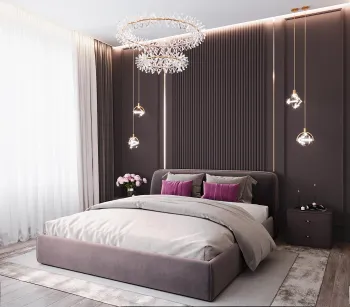 Интерьер спальни cветильниками над кроватью  смотреть на Basicdecor