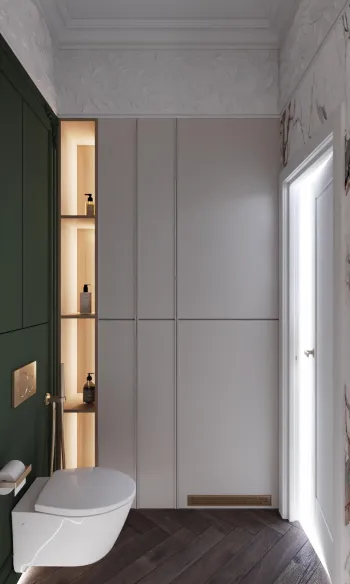 Интерьер ванной с нишей с подсветкой  смотреть на Basicdecor