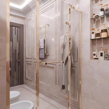 Интерьер ванной с зеркалом на двери  смотреть на Basicdecor