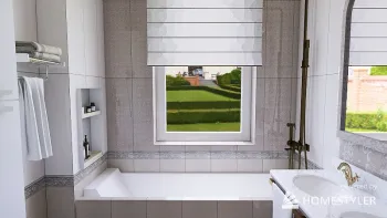 Интерьер ванной с жалюзи и дверными жалюзи  смотреть на Basicdecor