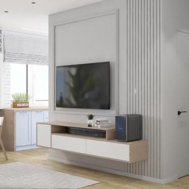 Интерьер с телевизором на стене  смотреть на Basicdecor