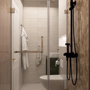 Интерьер ванной с душевой из плитки  смотреть на Basicdecor