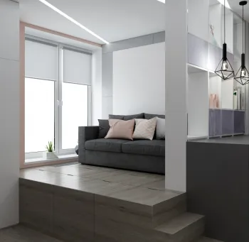 Интерьер гостиной с жалюзи  смотреть на Basicdecor