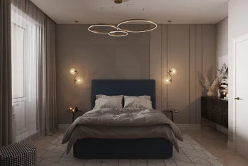 Интерьер спальни cветильниками над кроватью  смотреть на Basicdecor