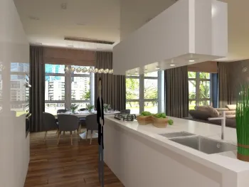 Интерьер кухни с панорамными окнами  смотреть на Basicdecor