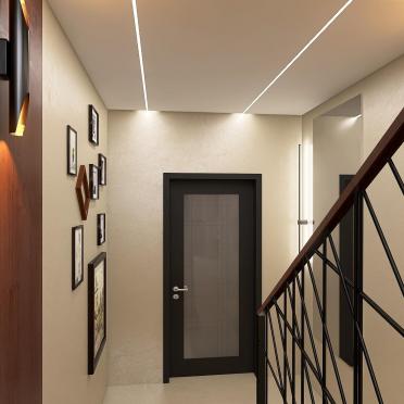 Интерьер коридора cветовыми линиями и с подсветкой  смотреть на Basicdecor