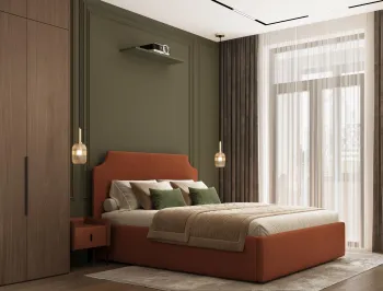 Интерьер спальни cветильниками над кроватью  смотреть на Basicdecor