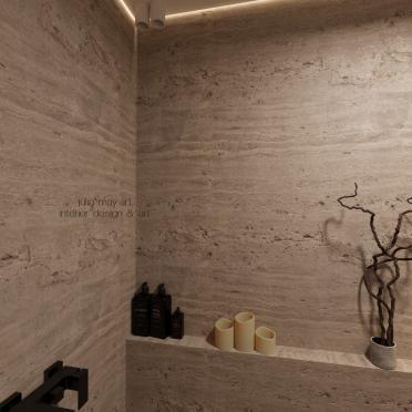 Интерьер с нишей из плитки, нишей с подсветкой и с подсветкой  смотреть на Basicdecor