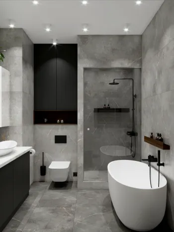 Интерьер ванной в современном стиле смотреть на Basicdecor