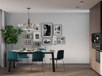 Интерьер столовой cветильниками над столом в современном стиле смотреть на Basicdecor