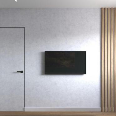 Интерьер спальни с телевизором на рейках  смотреть на Basicdecor