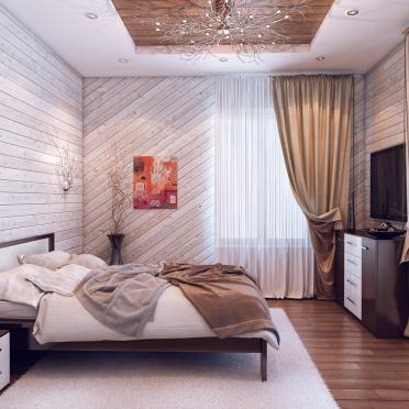 Интерьер спальни с в деревянном доме  смотреть на Basicdecor