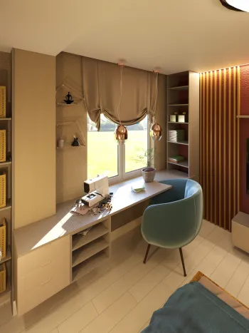 Интерьер c рабочим местом в современном стиле смотреть на Basicdecor