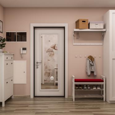 Интерьер прихожей с зеркалом на двери  смотреть на Basicdecor