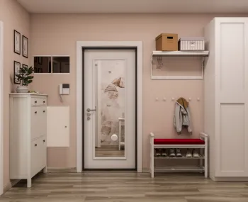 Интерьер прихожей с зеркалом на двери  смотреть на Basicdecor